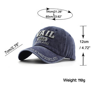 Casquettes de baseball unisexes personnalisées rétro à visière incurvée, broderie 3D, lavage à l'acide, 6 panneaux, casquette de papa, printemps été, sports de plein air, chapeaux de soleil - Product Image 6