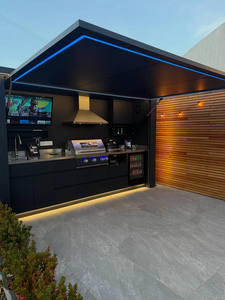 Cuisine extérieure en conteneur isolé, cuisine préfabriquée personnalisée avec cuisinière, évier, réfrigérateur, espace de cuisson extérieur - Product Image 2
