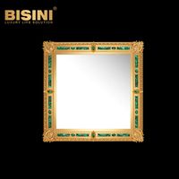 Gold Plated Brass Finished European Design Solid Copper Mirror Hand Polished Decorative Wall Art for Villa Bedroom