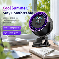 Ventilateur de bureau à clipser, vente en gros d'usine, 100 vitesses, réglage progressif, 360° °   Veilleuse numérique réglable rechargeable par USB avec affichage numérique