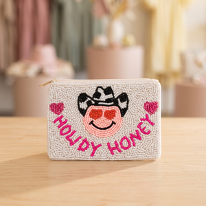 Pochette zippée artisanale perlée, motif dessin animé cowboy/cowgirl, sac portefeuille carré en feutre non tissé brodé, usage quotidien pour cadeau ou fête - Product Image 3