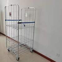 Chariot de stockage à roulettes en treillis métallique galvanisé, réglable, à quatre roues, double face, pour logistique OEM