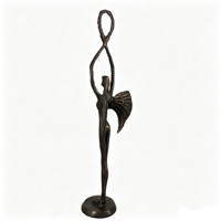 Statuette d'ange ailé abstrait en fonte avec couronne, décoration artisanale en métal pour table, cadeau, articles de décoration intérieure