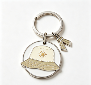 Bucket Hat Metal Key Chain Enamel Alloy <b>Keyring</b> Sun <b>Charm</b> Gift Accessory - Product Image 3