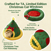 Lit-caverne pour chat de Noël, doux et moelleux, écologique, sac de couchage portable pour l'hiver, pour petits chats et chiens
