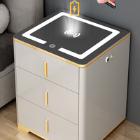Table de chevet Table de lit Coffre-fort en bois Coffre-fort numérique intelligent avec armoire de chargement sans fil