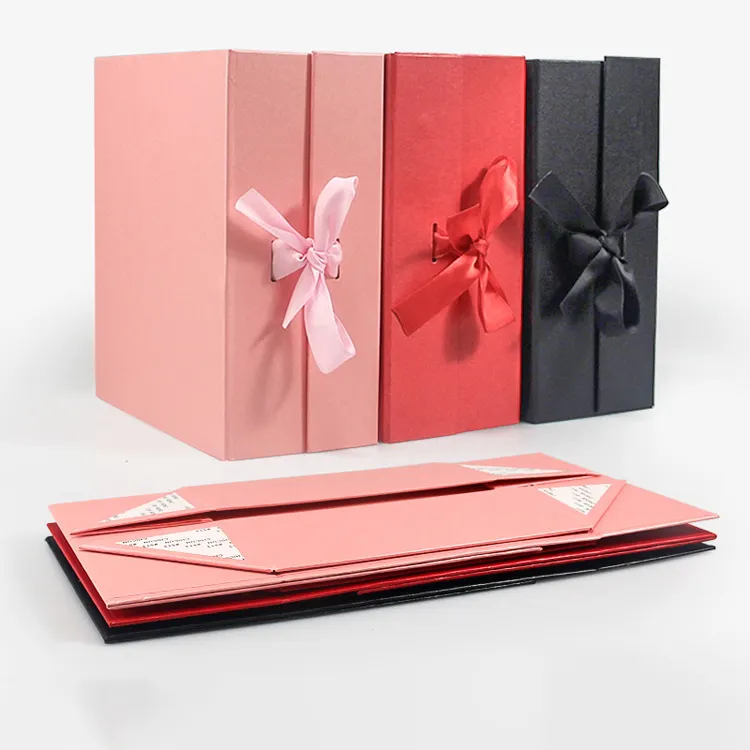 Custom Magnet Folding Boxes Luxury Cardboard Paper Magnetic Gift Box Packaging with Ribbon Closure