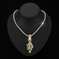 Chaîne Miami Hip Hop de 15 mm avec pendentif léopard en alliage et strass CZ complets, collier pour homme