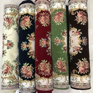 Alfombra de Oración Musulmana Lavable con Diseño Floral Étnico en Jacquard Chenille de Pelo Corto, Base Antideslizante de Goma Compuesta, Ideal para Camping - Product Image 1