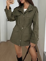 Veste de chasse pour femme, respirante, imperméable, en toile, en coton tricoté, avec cordon de serrage à la taille et fermeture éclair