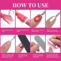 B1565 Kit d'outils de manucure 7 pièces, ensemble de soin des ongles avec dissolvant de gel, lingettes, pinces, lime, polissoir et accessoires de manucure
