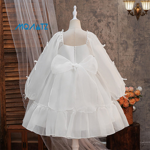 Vestido de Princesa Elegante <span class=keywords><strong>para</strong></span> Niñas, con Falda de Tul en Capas y Mangas Largas Blancas, <span class=keywords><strong>para</strong></span> Bodas y Fiestas Infantiles - Product Image 3