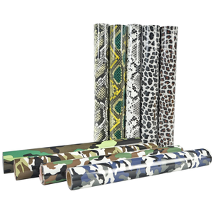 Hongcai High Elasticity PU Heat Press <b>Vinyl</b> <b>Roll</b> Camouflage Pattern Iron HTV Film for Clothing Low Temperature DIY Garment - Product Image 1