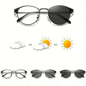 Gafas de Sol Personalizadas con Logotipo, Protección Anti-Luz Azul, UV400, para Conducir, Metálicas, Redondas, Fotocromáticas, para Hombre y Mujer - Product Image 1