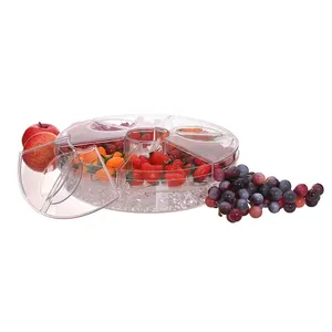 Detachable Assembly Kitchen Living Room Snack Storage Tray Fruit Dish Plastic Transparent Separation Fruit Plate