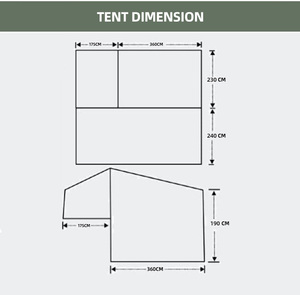 <span class=keywords><strong>Tente</strong></span> de camping <span class=keywords><strong>pliante</strong></span> en toile robuste pour <span class=keywords><strong>remorque</strong></span> tout-terrain 4x4 <span class=keywords><strong>avec</strong></span> pièce annexe pour expéditions en terre inconnue CTT6005B - Product Image 4