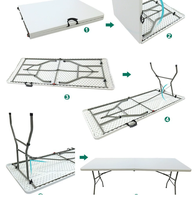 GARIDA Table pliante d'extérieur en HDPE Table de jardin pliable 4/6/8ft Tables en plastique blanc pour événements GCFT-008 de fête