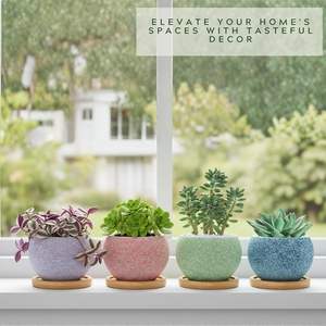 Juego de 6 Macetas de Cerámica Ecológicas de 3 Pulgadas para Plantas de Interior, con Orificio de Drenaje, Diseño Moderno, para Suculentas - Product Image 4