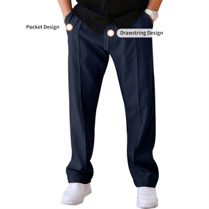 Wholesale Custom Men's Loose Straight Casual Sports Pants Outdoor <strong>Jogging</strong> Hiking Solid Color Loose-Fit Jogger Pants - Product Image 4