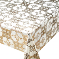Nappe roulée moderne en plastique imperméable et réutilisable, motif feuilles dorées imprimées, largeur 54 pouces, pour mariages et fêtes