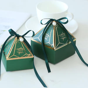 กล่องใส่เค้กและขนมหวานขนาดเล็กพิมพ์ลายหรูหรากล่องของขวัญของขวัญงานแต่งงานกล่องขนมฟอยล์สีทองแบบกำหนดเองด้วยริบบิ้น - Product Image 4