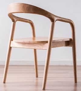 Silla de Comedor de Madera con Respaldo Curvo, Estilo Nórdico Moderno y Minimalista, Silla de Madera Maciza para Comedor, Estudio o Ocio, Modelo P0069 - Product Image 4