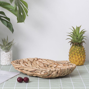 Rustic Straw Woven Oval <b>Storage</b> <b>Tray</b> For Desktop Organization Linyi Made XH24-343DZ - Product Image 2