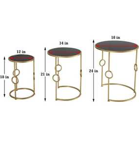 โต๊ะกาแฟทรงกลมทำจากโลหะสีทองพร้อมท็อปกระจกสำหรับเฟอร์นิเจอร์ห้องนั่งเล่น - Product Image 2