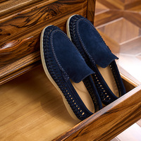 Mocassins en daim respirants et confortables, tissés, à enfiler, légers, style britannique, chaussures décontractées pour l'été