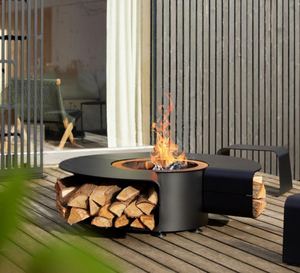 Brasero extérieur commercial personnalisé multi-combustibles (bois et gaz) pour la décoration de villas, hôtels et patios - Product Image 1