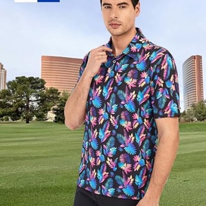 Chemises de golf pour hommes, haute élasticité, séchage rapide, manches courtes, sans coutures, évacuation de l'humidité, sensation rafraîchissante, couleur unie, tricotées, imprimées - Product Image 3
