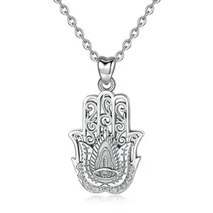Glowing jewelry women fatima's hand hamsa pendant necklace for ladies