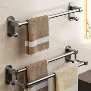Light Luxury Gray Stainless Steel Wall-<b>Mounted</b> Towel Rack Bar Punch-Free Installation Bathroom Shelf - Product Image 3