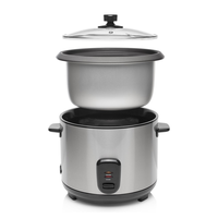 Cuiseur à riz électrique en acier inoxydable de 1.8 litres avec pot antiadhésif amovible, fonction de maintien au chaud, pour soupes, ragoûts, céréales, flocons d'avoine