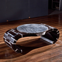 Table basse Nidea en forme de montre, style industriel, en aluminium riveté, durable, fabriquée à la main, pour bar à cigares et café