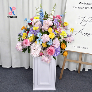 Sphères de fleurs artificielles en soie aux tons doux, fleurs mélangées, faites à la main, légères, pour la décoration de mariage et de lieux événementiels - Product Image 1