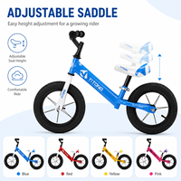 Vélo d'équilibre pour enfants avec logo personnalisé, siège réglable, cadre en acier léger de 12 pouces, pneus gonflables, 2 roues, 2-6 ans, vélo à pousser pour enfants