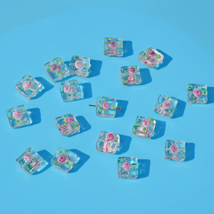 Cuentas de Vidrio Cuadradas Transparentes con Forma de Flor, Tamaño 53, para Fabricación de Joyería DIY, Pulseras, Collares, Pendientes, Suministros al por Mayor - Product Image 4