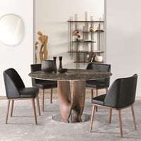 Ensemble de table à manger de luxe en marbre rond avec 12 places, design en métal