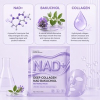 Masque facial en feuille hydratant anti-rides OEM pour peau de verre, avec NAD+, Bakuchiol, Collagène et Peptides, en hydrogel