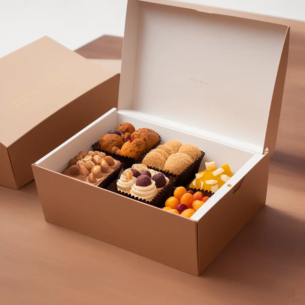 กล่องกระดาษเกรดอาหารรีไซเคิลได้พิมพ์โลโก้ได้กำหนดเองกล่องใส่ขนมช็อกโกแลตคุกกี้