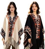 Wunderschöner Quasten-Cardigan für Damen Klassischer Winter-Poncho Cape Grober Warmer Schal