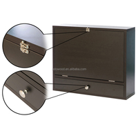 Bureau en bois massif pliable au mur pour ordinateur portable, Table de bureau avec rangement et serrure