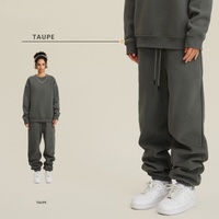 Sweat-shirt à capuche tricoté épais de couleur unie pour l'automne-hiver, avec logo frontal, style européen et américain, marque de mode urbaine, et pantalon de survêtement.