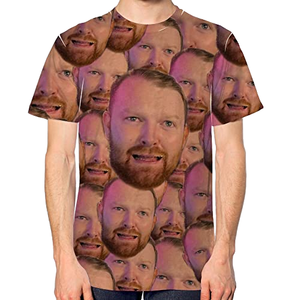Funny <strong>Personalised</strong> Jersey 100% Polyester with Pattern T-Shirt All Over Face Print <strong>Top</strong> Tee Stag Do Gift Men Women White - Product Image 1