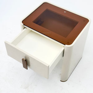 Meja Nakas Kayu Abu-abu Mewah Sederhana, 2 Laci, Meja Samping Tempat Tidur Pintar untuk Kamar Tidur - Product Image 2