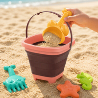 Ensemble de jouets de plage pliables : seau, moules d'animaux marins, râteau et pelle pour enfants – Jouets d'été pour l'extérieur