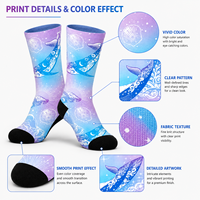 Chaussettes personnalisées à motif imprimé, en mélange polyester/nylon/coton/bambou/laine, tricotées sans couture, résistantes aux déchirures, séchage rapide, pour l'automne