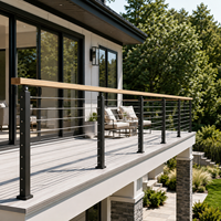 Offre Spéciale : Garde-corps en acier inoxydable avec poteaux en bois pour intérieur et extérieur, garde-corps à câbles sur mesure