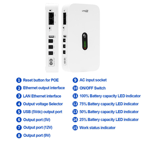 Batteria al Litio UPS-18Wh Serie <span class=keywords><strong>Nemo</strong></span> UPSEN 12V/24V DC con Ricarica Solare, Autonomia <span class=keywords><strong>2</strong></span>-8 Ore per Router WiFi/Lampada - Product Image 3